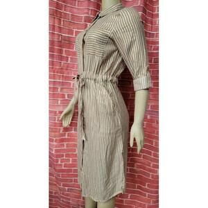 J Glee Belted Shirt Dress Striped Metallic Gold Women's Size S #C